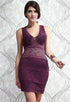 Allover Lace Strappy Fitted Cup Bodycon Dress Purple